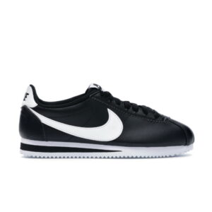 Nike Wmns Classic Cortez Cuir Noir Blanc Baskets 807471 010
