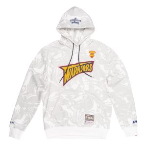 Sweat à capuche Aape x Mitchell & Ness Golden State Warriors Blanc Blanc AAPSWM9377XXE
