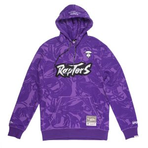 Sweat à capuche Aape x Mitchell & Ness Toronto Raptors Violet Blanc AAPSWM9381XXE