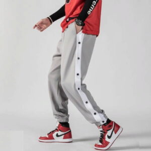 Pantalon de basket-ball 2020 William Marchi Pantalon de basket-ball à boutons Gris Gris-Blanc 103962