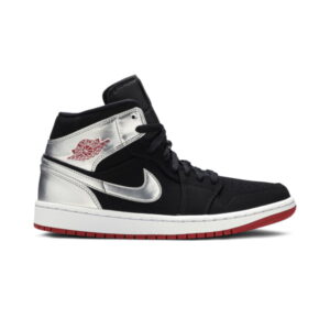Air Jordan 1 Mid Noir Métallisé Argent Johnny Kilroy Baskets 554724 057