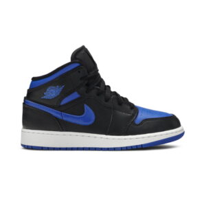 Air Jordan 1 Mid GS Noir Hyper Royal Bleu 554725 068
