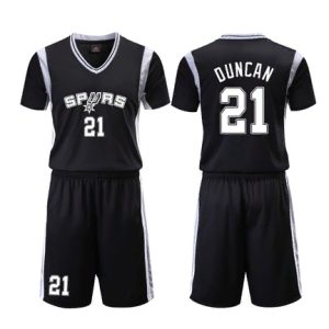 San Antonio Spurs Noir 21 Duncan Uniforme Rouge 112376