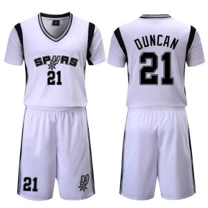 San Antonio Spurs Blanc 21 Duncan Uniforme Bleu 112364