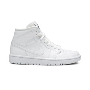 Wmns Air Jordan 1 Mid Blanc Baskets En Peau De Serpent Noir BQ6472 110