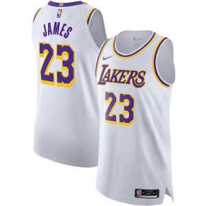 Maillot de basket-ball blanc authentique édition Association LeBron James Lakers 2019-20 125630