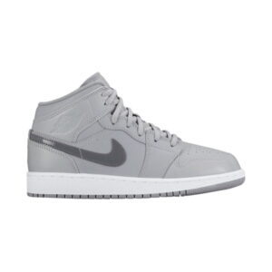 Air Jordan 1 Mid BG Wolf Gris GS Blanc 554725 033