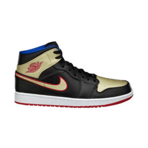 Air Jordan 1 Mid Noir Or Rouge 554724 013