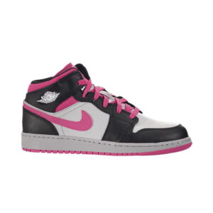 Air Jordan 1 Mid GS Noir Vivid Rose Gris 555112 009