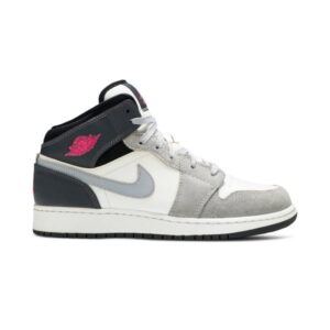 Air Jordan 1 Mid GS Blanc Gris Hyper Rose 555112 117