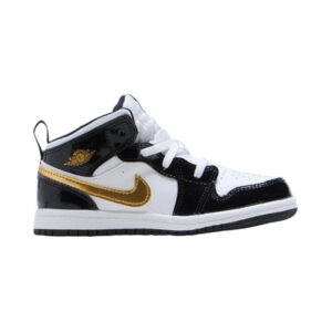 Air Jordan 1 Mid Patent TD Noir Or Rouge BQ6933 007