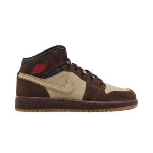 Air Jordan 1 Mid Premium BG Baroque Marron Blanc 619049 205
