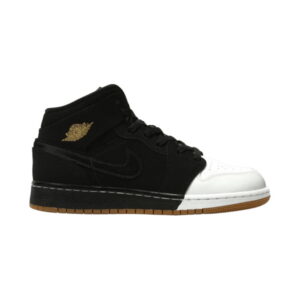 Air Jordan 1 Retro Mid GS Baskets Or et Gomme Bleu 555112 021