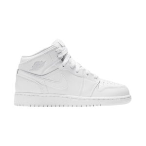 Air Jordan 1 Retro Mid GS Triple Blanc 554725 104