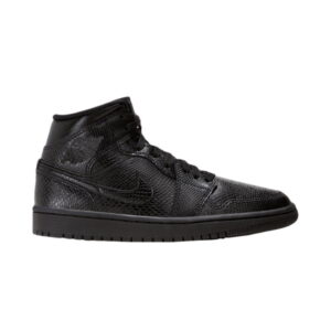 Wmns Air Jordan 1 Mid Baskets en peau de serpent noires BQ6472 010