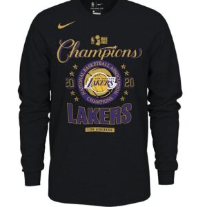 T-shirt à manches longues des vestiaires des champions NBA des Los Angeles Lakers 2020 131614