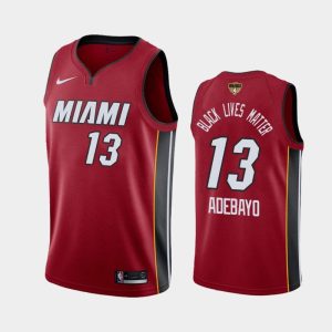 Maillot de basket-ball 2020 NBA Finals Bound Miami Heat Bam Adebayo #13 Rouge BLM Déclaration Noir 130341
