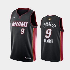 Maillot de basket-ball 2020 NBA Finals Bound Miami Heat Kelly Olynyk #9 Noir Equality Icon Gris 130409
