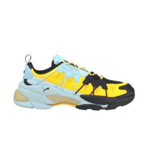 Baskets Puma LQDCELL Omega rayé tricot noir Ultra jaune noir 371476 06