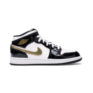 Air Jordan 1 Mid SE GS Noir Or Marron BQ6931 007