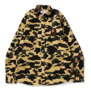 Chemise BAPE 1st Camo Large Ape Head Bd Shirt Jaune 154716