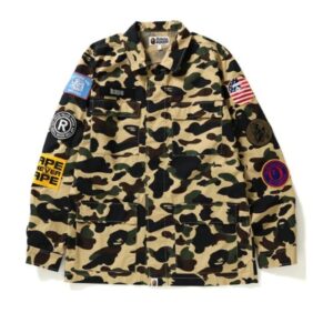 BAPE 1st Camo Multicolor Patch Chemise Militaire Jaune 154771