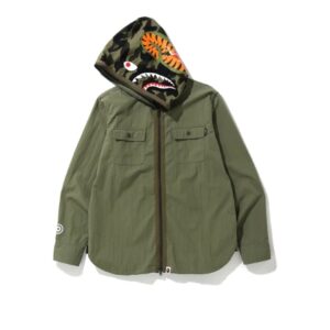 BAPE 1st Camo Shark Chemise à capuche Olive Drab 154588