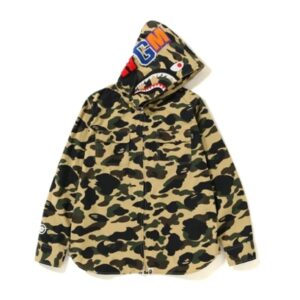 BAPE 1st Camo Shark Sweat à capuche zippé jaune 154724