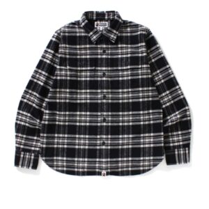Chemise en flanelle BAPE College noir blanc 154796