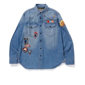 BAPE Crazy Patch Chemise en jean Indigo 154842