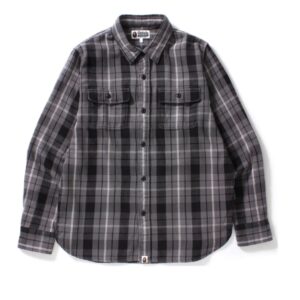Chemise à carreaux en flanelle de requin BAPE noir 154853