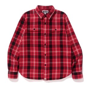 Chemise à carreaux en flanelle de requin BAPE Rouge 154533