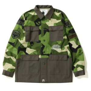 BAPE Splinter Camo Chemise Militaire Olive Noir 153594