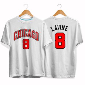 T-shirt Chicago Bulls 8 Zach LaVine par slamdunk Blanc/Noir/Rouge 152408