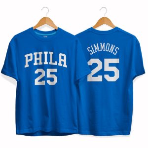 T-shirt Philadelphia 76ers 25 Ben Simmons par Slamdunk Bleu/Noir/Rouge 152426