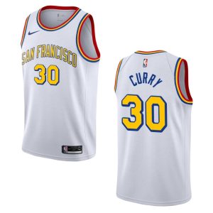 Maillot de basket-ball 2019-20 Warriors # 30 Stephen Curry Hardwood Classics Swingman Maillot Blanc Blanc 163045