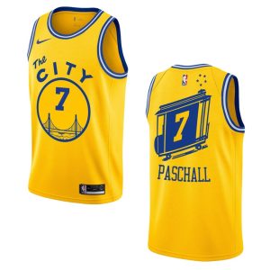 Maillot de basket-ball 2019-20 Warriors # 7 Eric Paschall Hardwood Classics Swingman Gold Jersey 163103