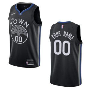 Maillot de basket-ball 2019-20 Warriors #00 Maillot Swingman noir personnalisé City 165360
