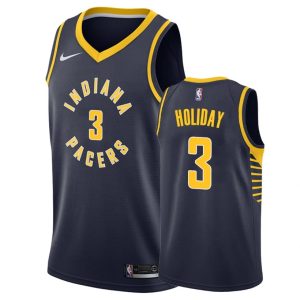 2020-21 Indiana Pacers # 3 Aaron Holiday Icon Edition Maillot de basket-ball bleu marine Swingman 166095