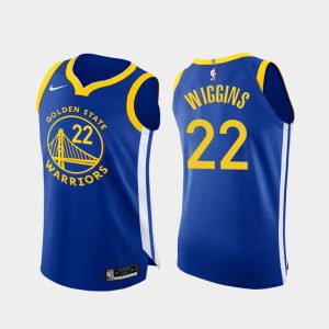 Maillot de basket-ball 2020-21 Warriors #22 Andrew Wiggins Icon Edition Royal Authentic Jersey 165649