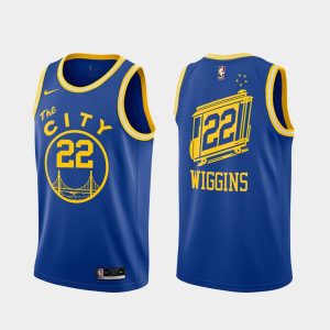 Maillot de basket-ball Warriors 2020-21 # 22 Andrew Wiggins, édition classique, maillot Royal Swingman 165568