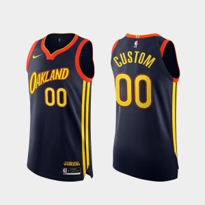 Maillot de basket-ball 2020-21 Warriors #00 Custom City Authentic Navy Jersey Gris 165544