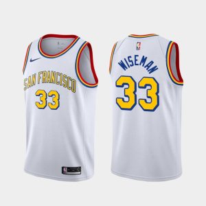 Maillot de basket-ball 2020-21 Warriors #33 James Wiseman Hardwood Classics Swingman Blanc Jersey Crème 165560