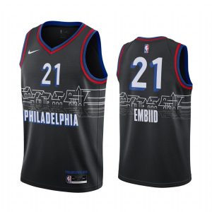 Maillot de basket-ball 2020-21 Philadelphia 76ers # 21 Joel Embiid City Edition Noir Swingman Jersey Noir 167789