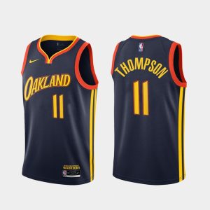 Maillot de basket-ball 2020-21 Warriors #11 Klay Thompson City Swingman Navy Jersey noir 165492