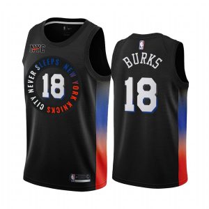 Maillot de basket 2020-21 New York Knicks # 18 Alec Burks City Edition Noir Swingman Jersey Marron 168531