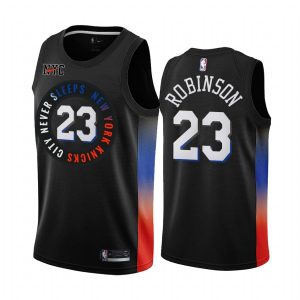 Maillot de basket 2020-21 New York Knicks # 23 Mitchell Robinson City Edition Noir Swingman Jersey Orange 168563