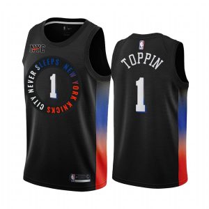 Maillot de basket-ball 2020-21 New York Knicks #1 Obi Toppin City Edition Maillot Swingman noir 168180