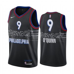 Maillot de basket-ball 2020-21 Philadelphia 76ers # 9 Kyle O'Quinn City Edition Maillot Swingman noir 167798