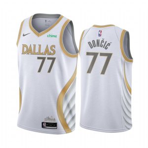 Maillot de basket 2020-21 Dallas Mavericks # 77 Luka Doncic City Edition Argent Swingman Jersey Gris 168589